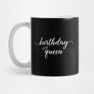 Birthday Queen White Typography Mug